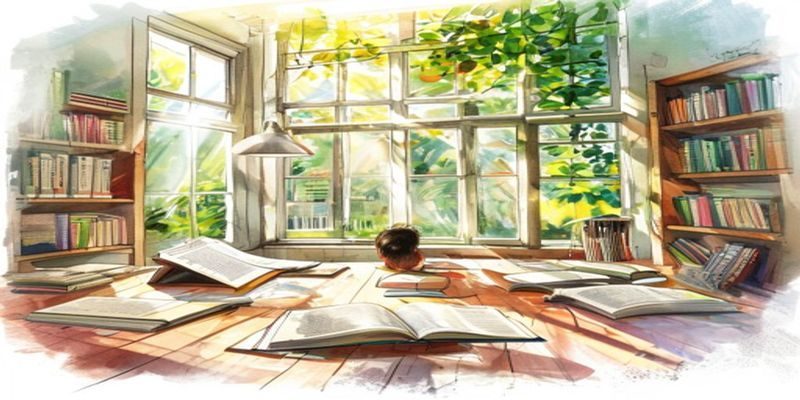 阳光透过教室窗户洒在课桌上，书本与笔记本摊开，一名同学低头认真书写，温暖的校园日常学习场景，日在校园真实记录